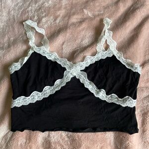 Black lace crop top
